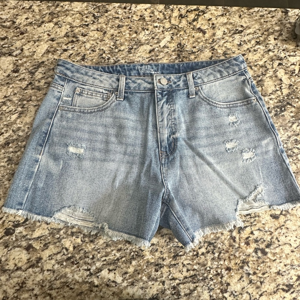 Time and Tru Light Blue Distressed Denim Cutoff Shorts